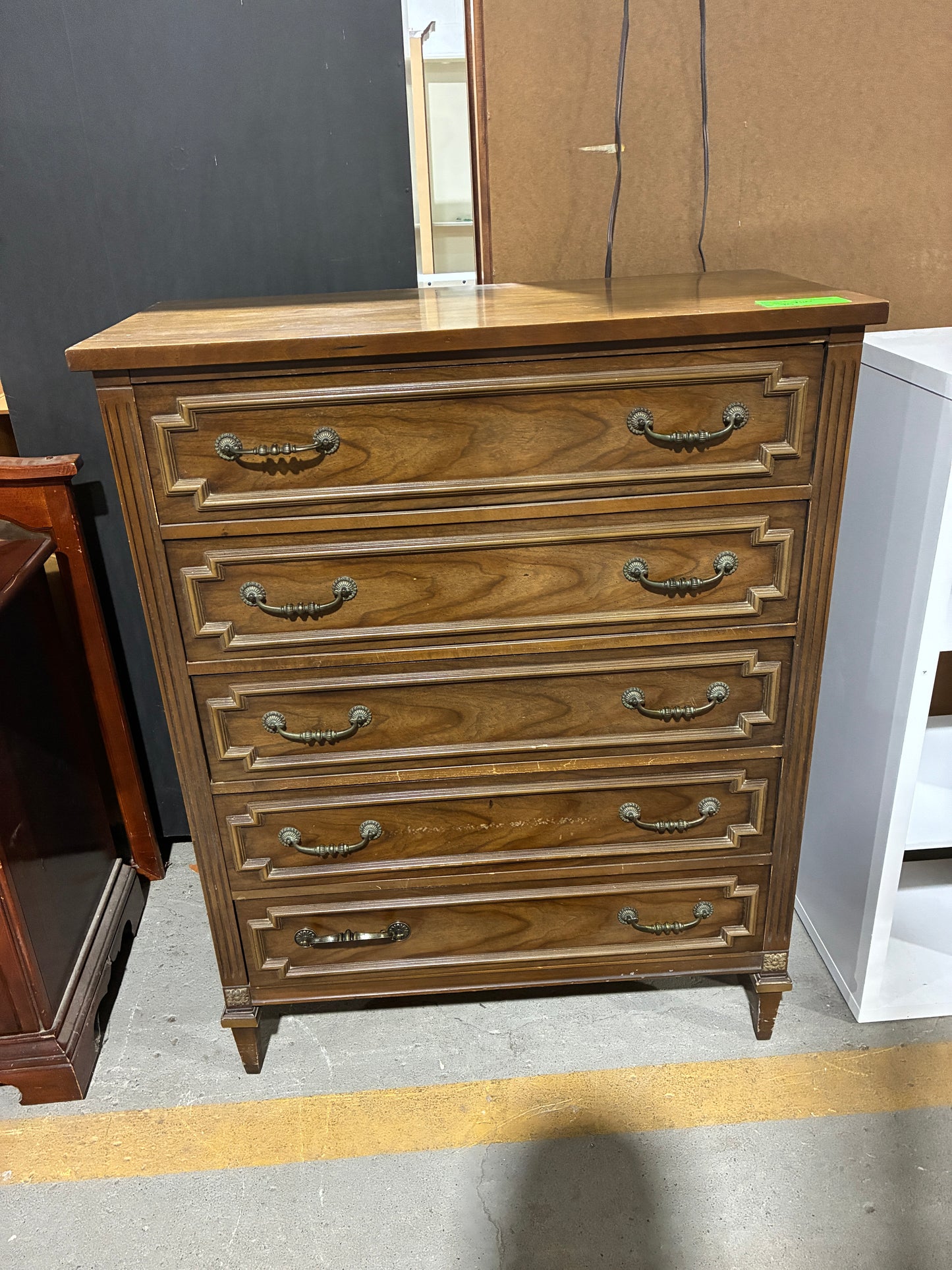 Vintage Walnut Five-Drawer Chest