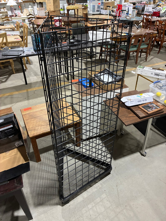 Black Metal Store Display on Wheels