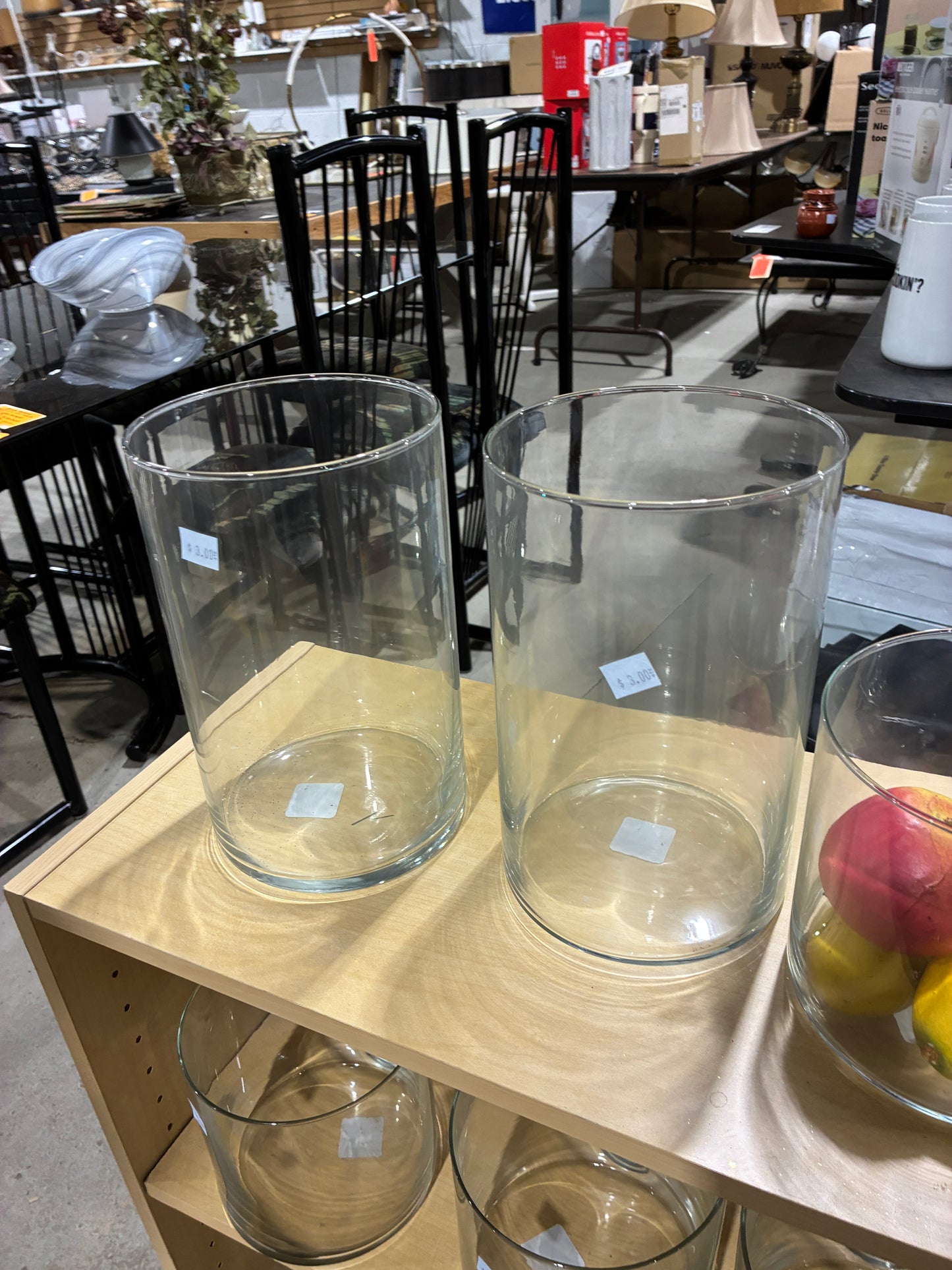 Libbey Large Clear Glass Cylinder Vases
