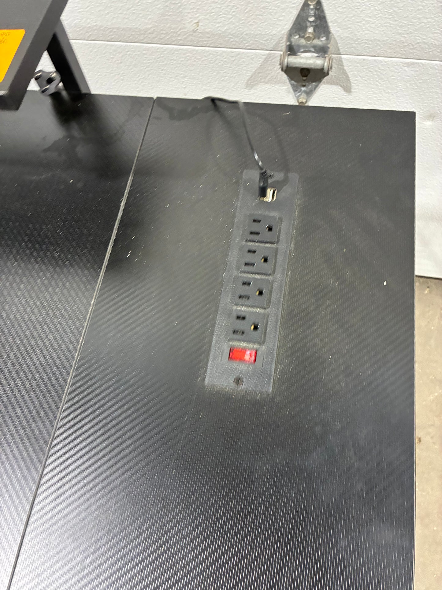 Modern Black Computer Desk with Power Outlet & Monitor Shelf