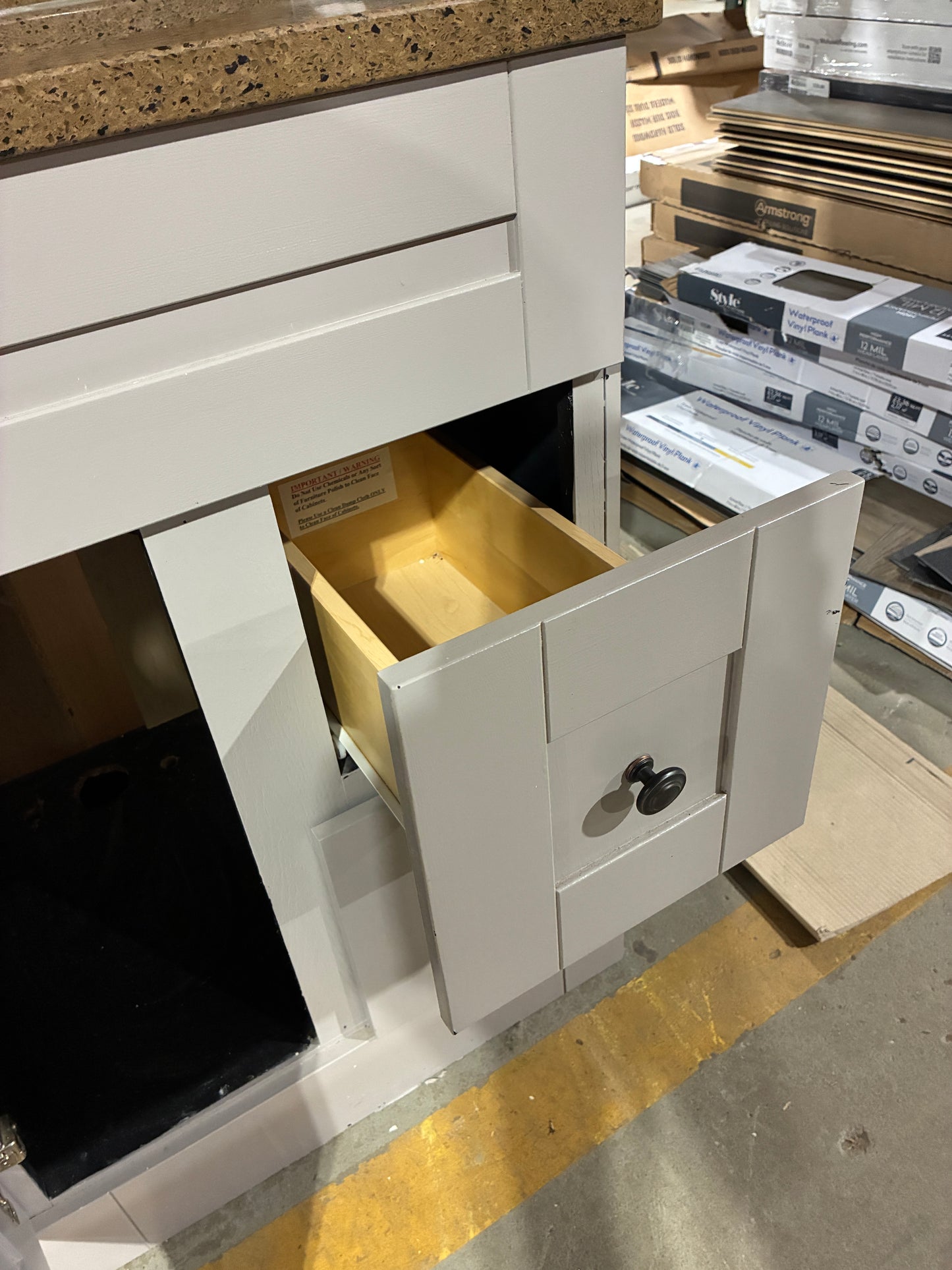 Modern White Bathroom Vanity with Stone Top