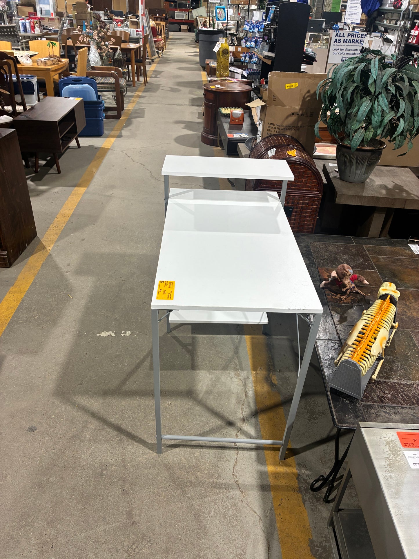 Modern White Computer Desk with Storage Shelves
