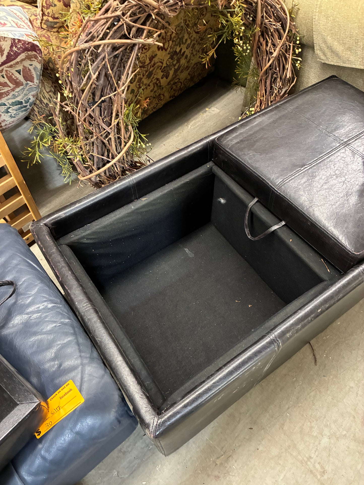 Black Convertible Storage Ottoman Coffee Table