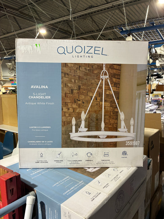 Quoizel Avalina 5 Light Chandelier in Antique White