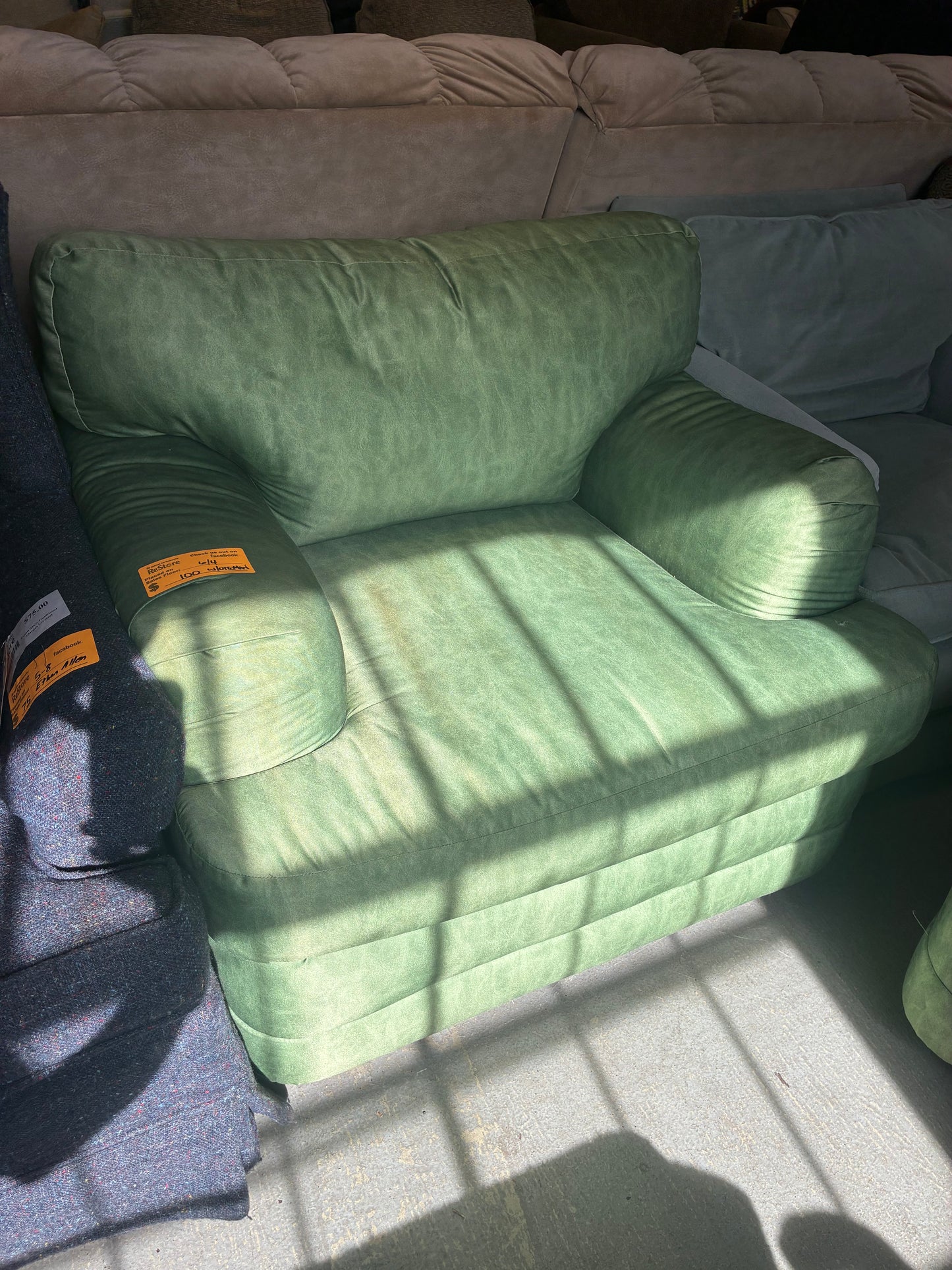 Green Oversized Chair and Ottoman Set
