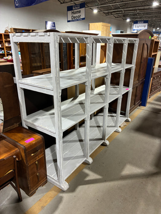 Arhaus Distressed Gray Wood Etagere Shelf