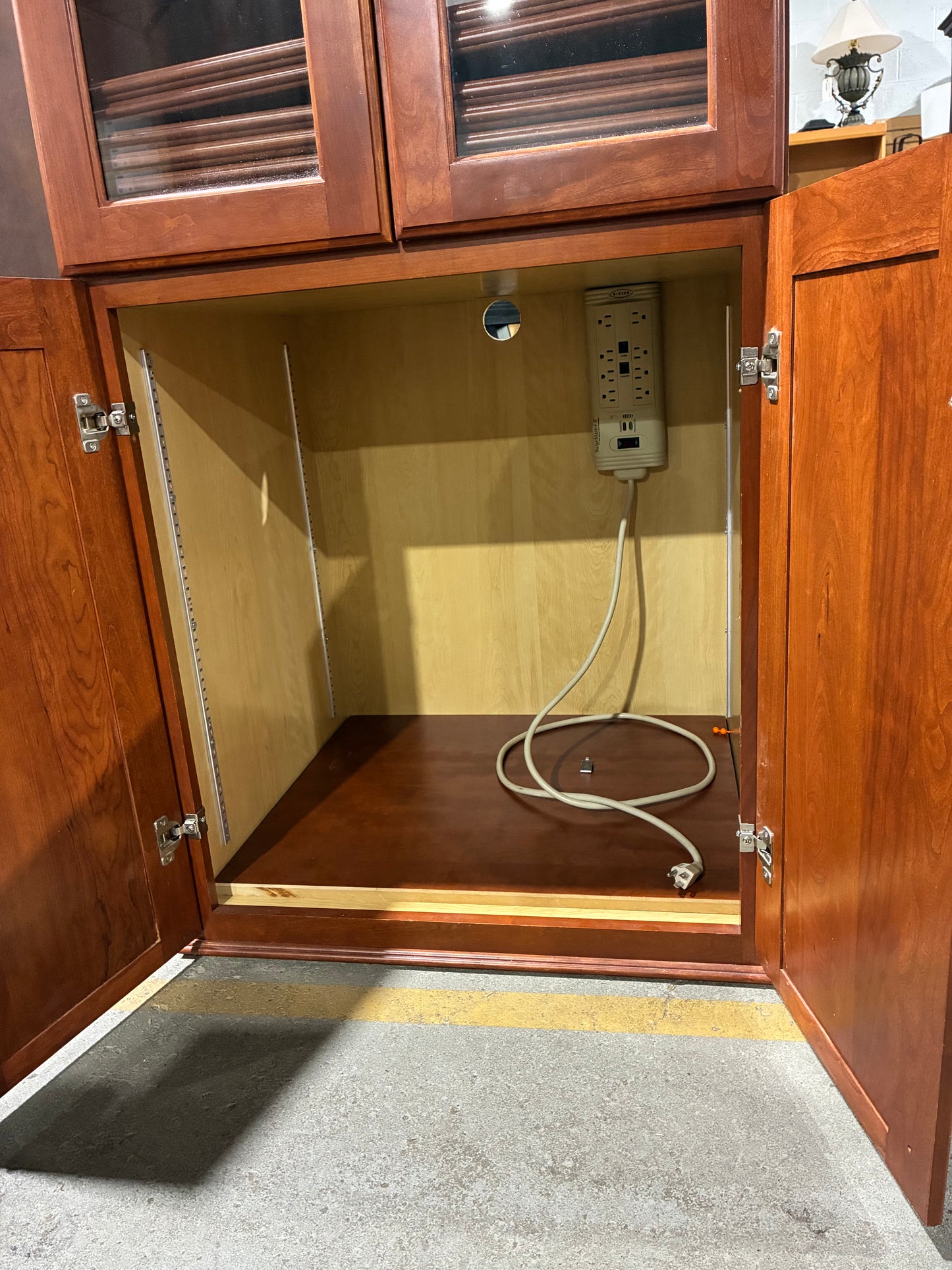 Tall Wood Media & Storage Cabinet with Glass Doors