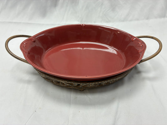 Better Homes and Gardens Oval Serving Dish with Metal Stand