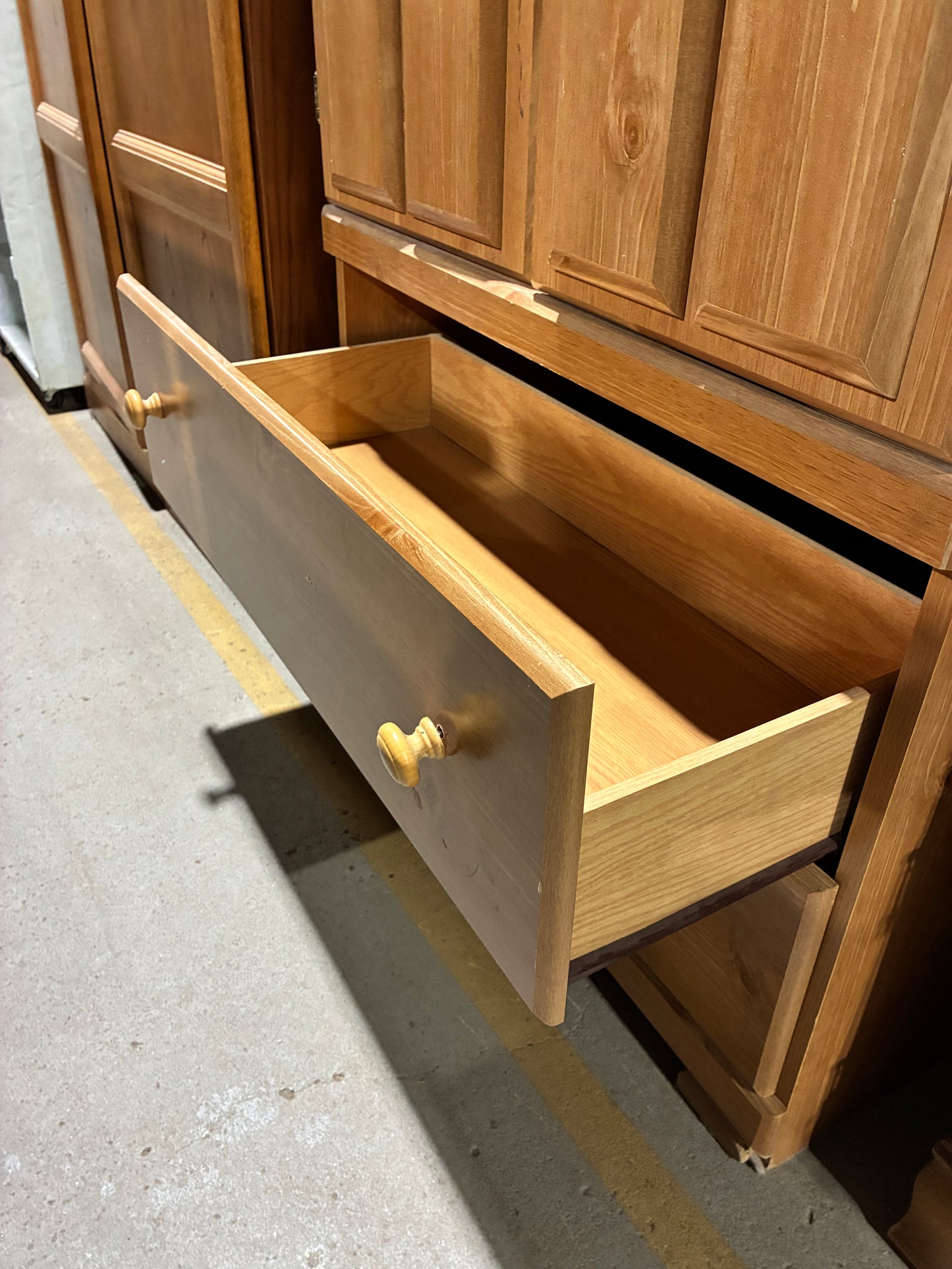 Wood Storage Cabinet with Interior Shelving and Drawers