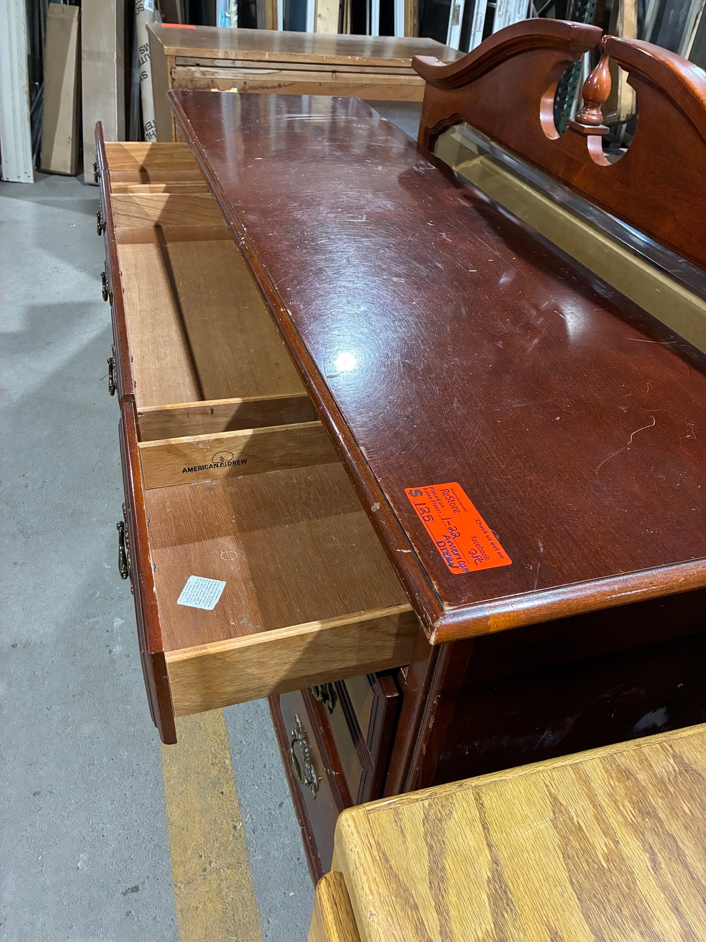 American Drew Wooden Dresser with Mirror