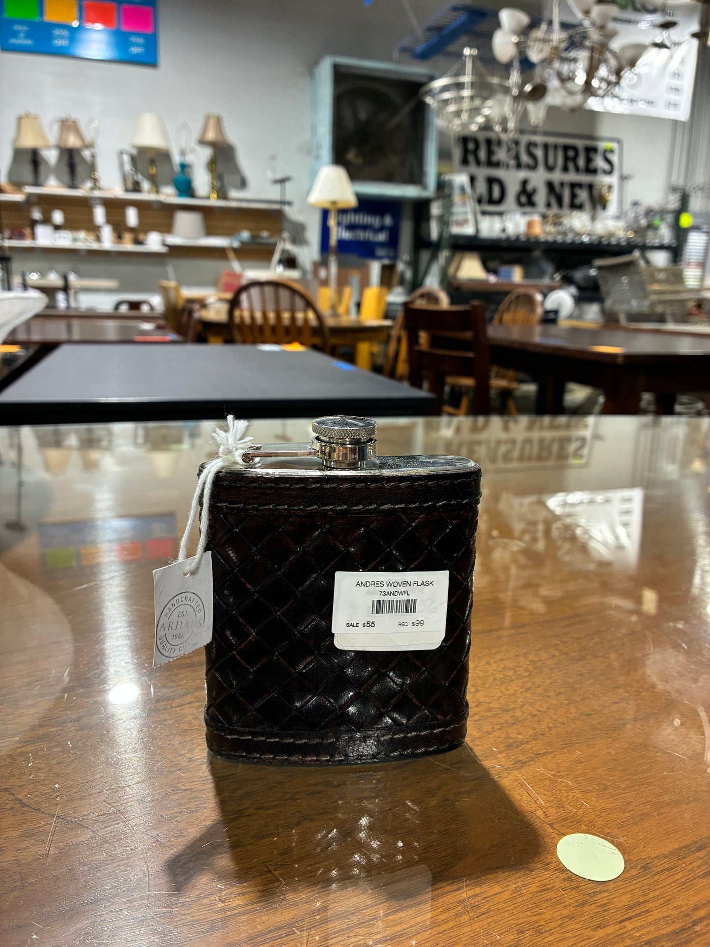 Arhaus Andres Woven Leather Flask