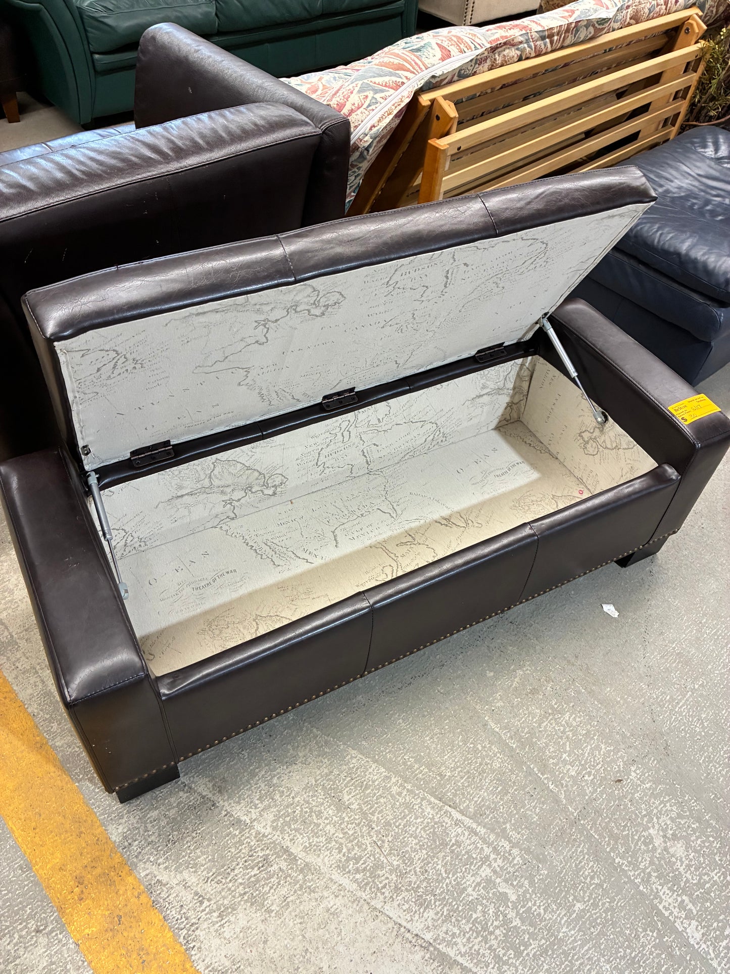 Dark Brown Storage Ottoman Bench