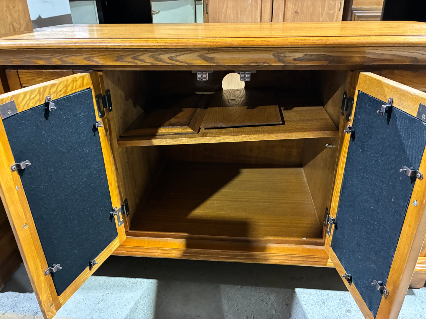 New Classic Wood Media Cabinet with Sliding Doors