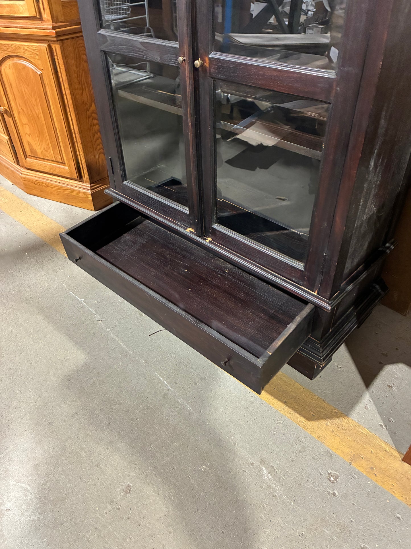 Dark Espresso Display Cabinet with Glass Doors