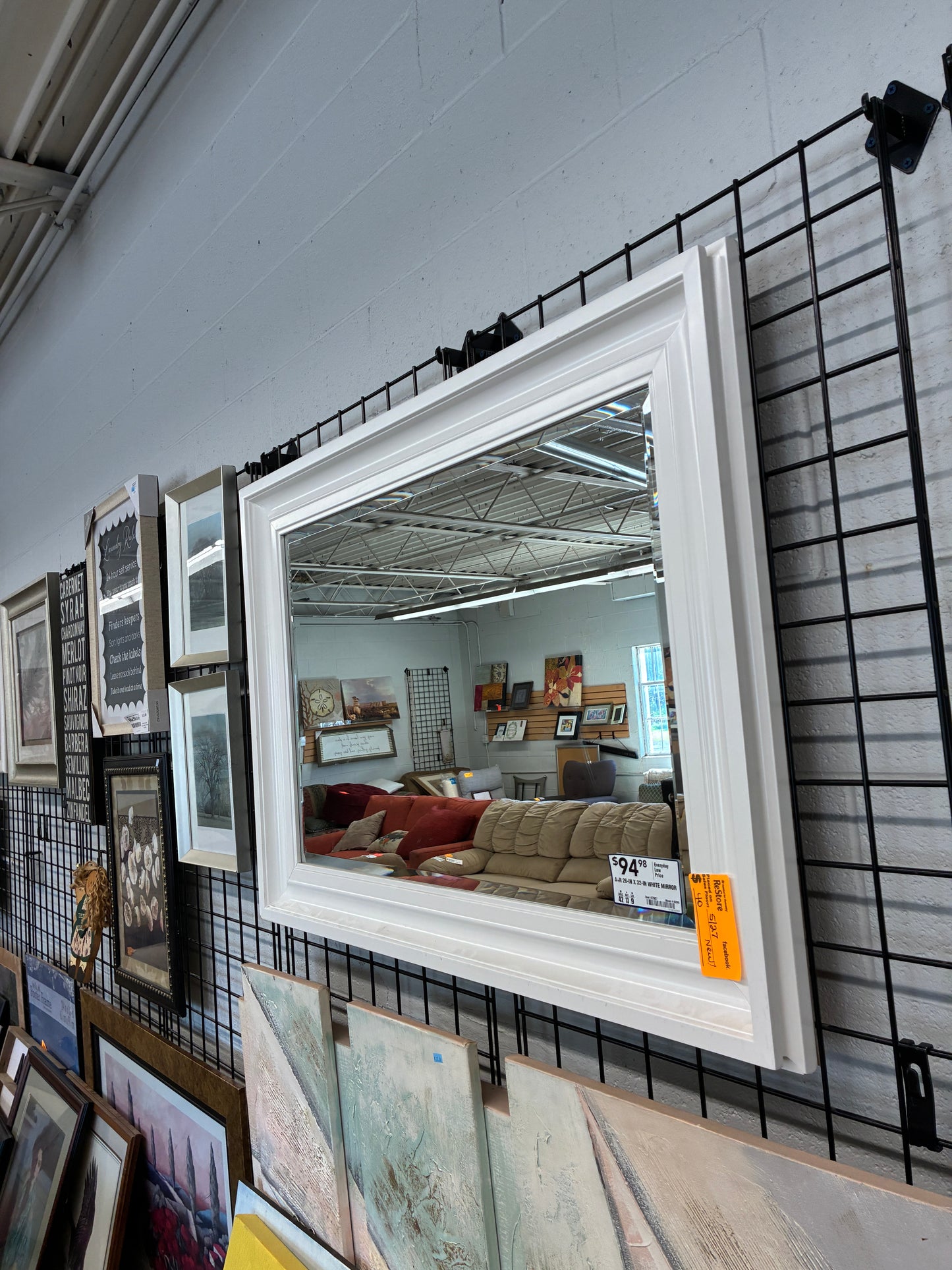 White Framed Wall Mirror