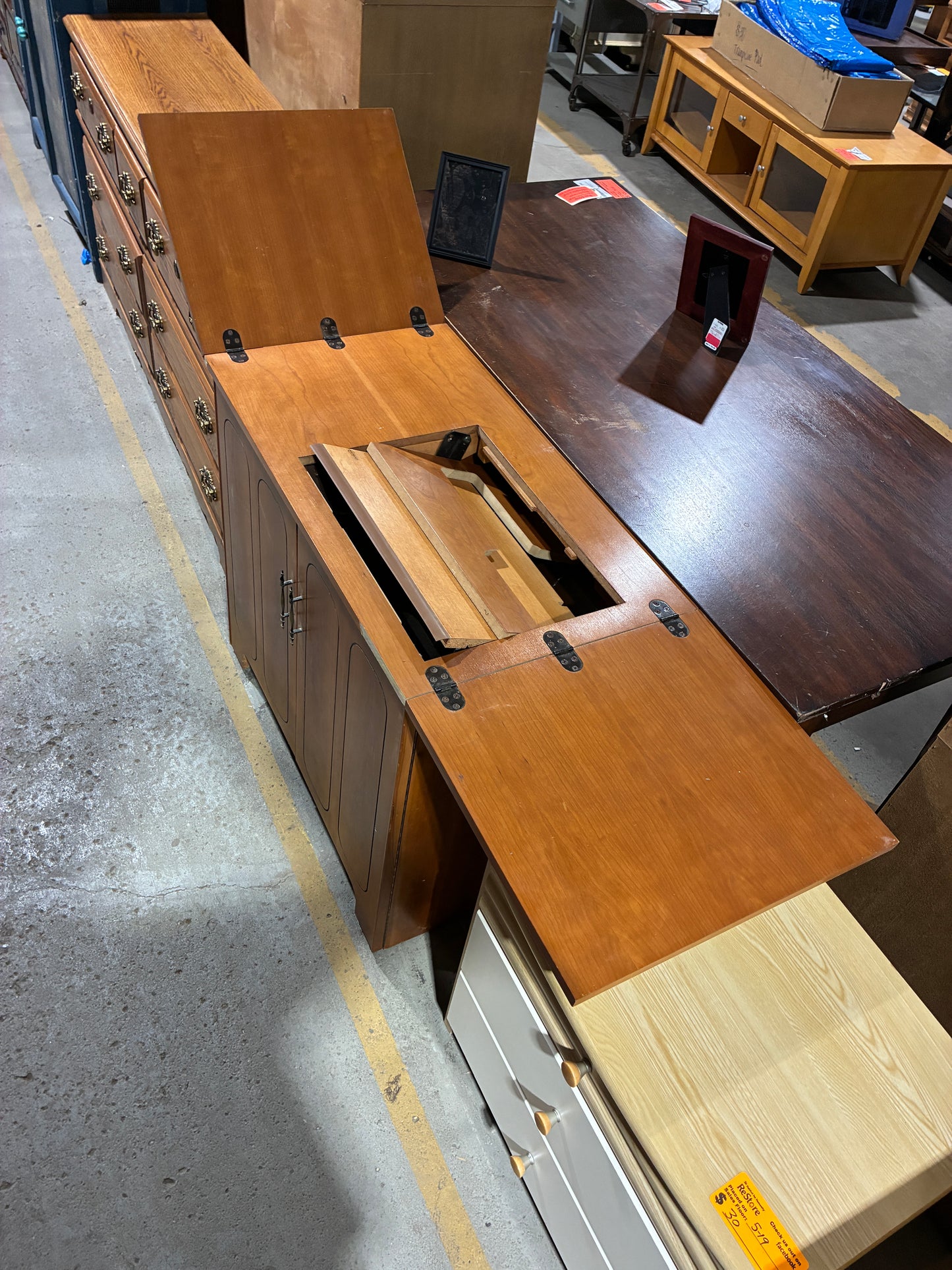 Vintage Sewing Machine Cabinet Table