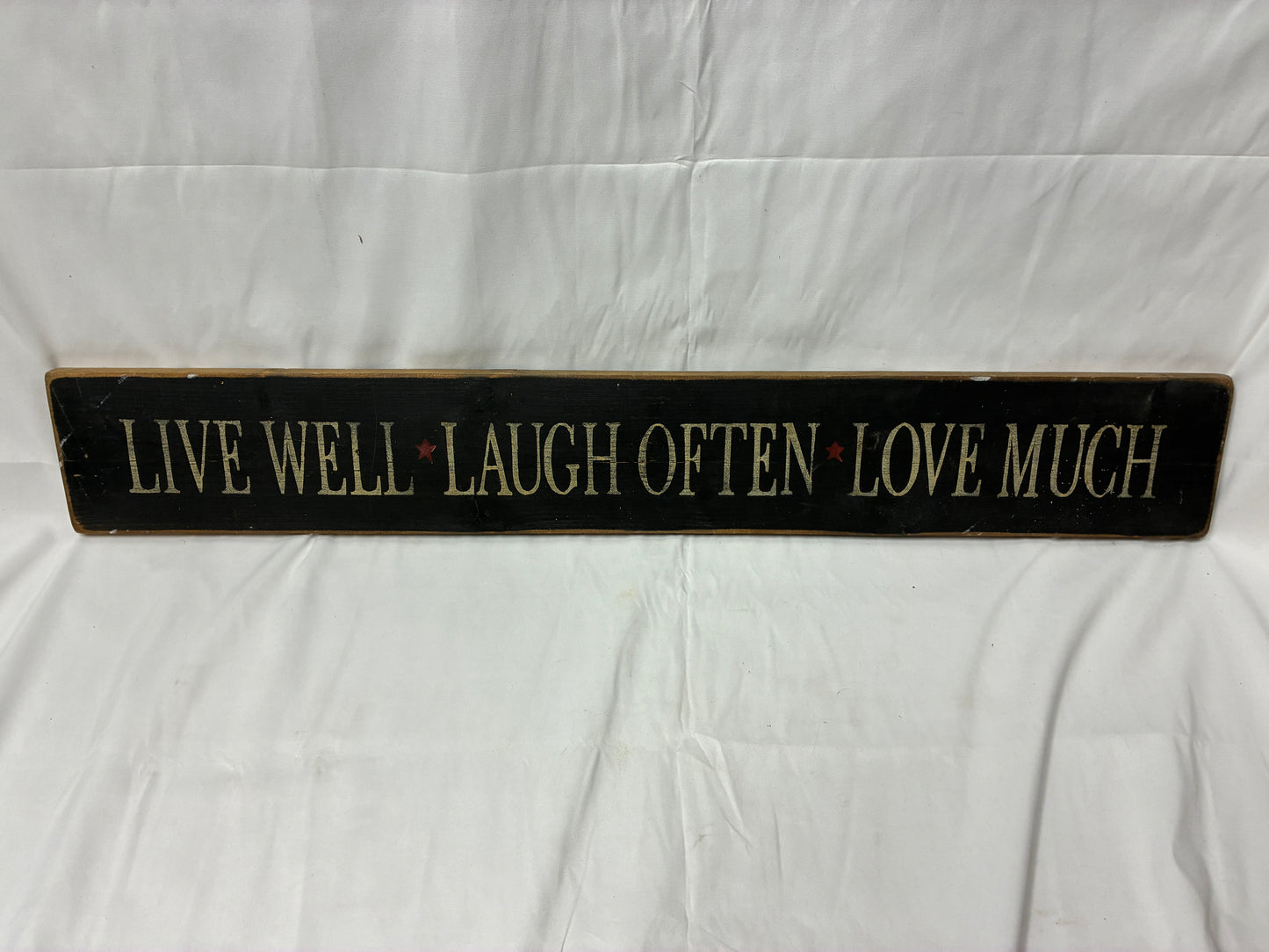 Live Well Laugh Often Love Much Wooden Wall Sign (5.5in x 38in)
