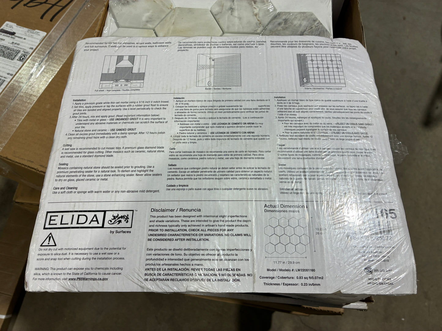 Elida Stoneridge Hex Recycled Glass Mosaic Tile