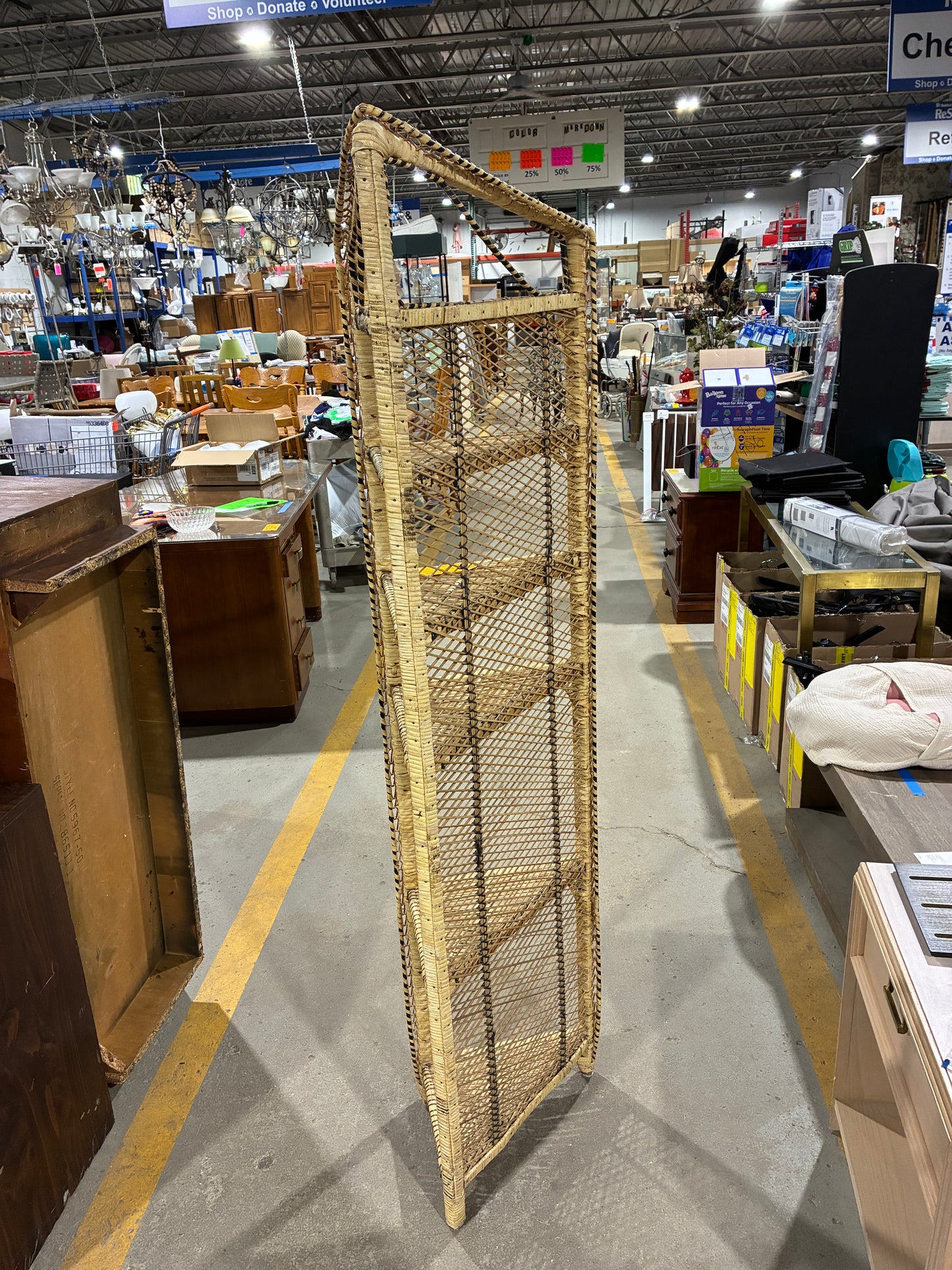 Natural Wicker Corner Shelf Display Unit