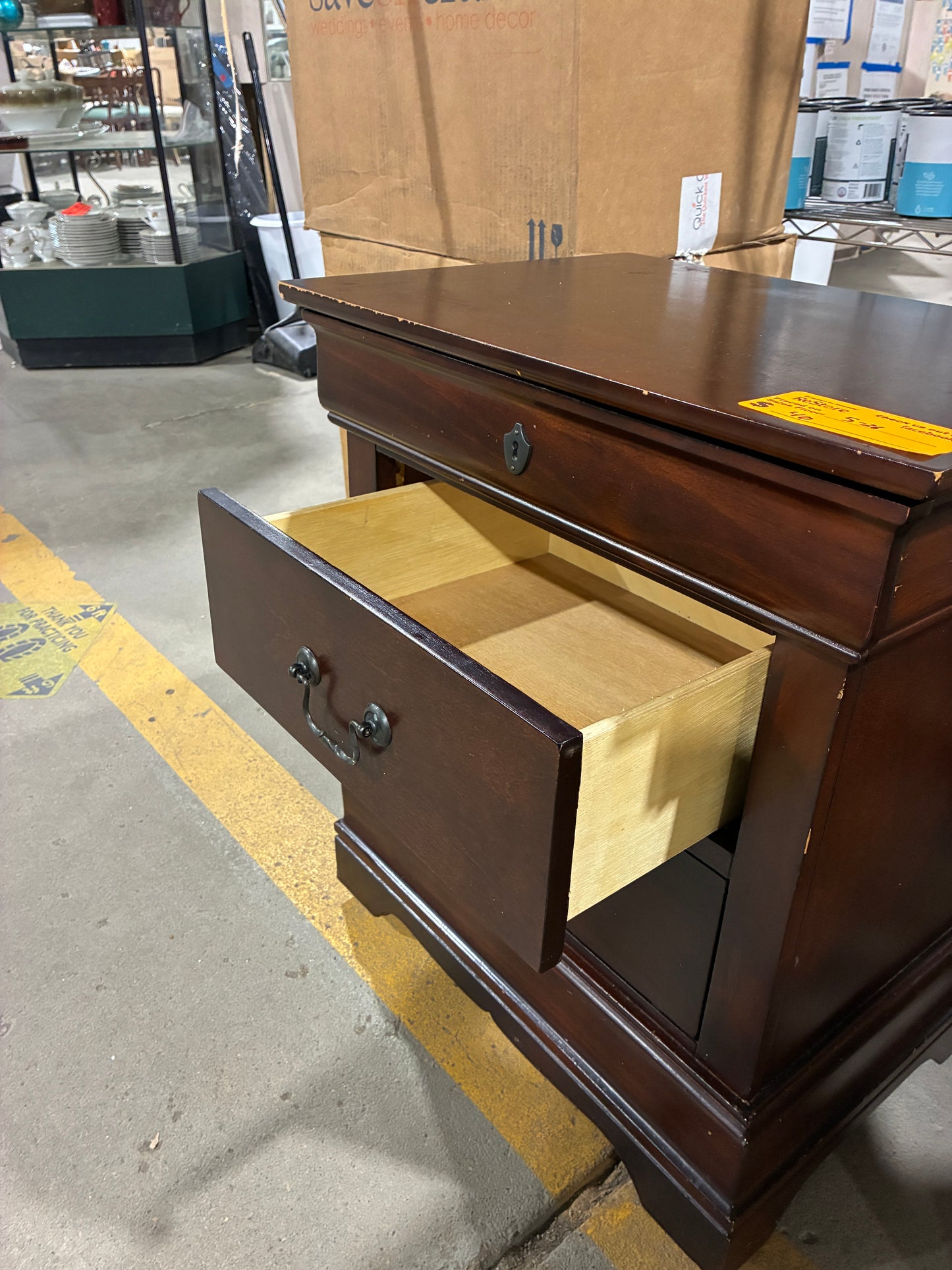 Dark Wood Two-Drawer Nightstand
