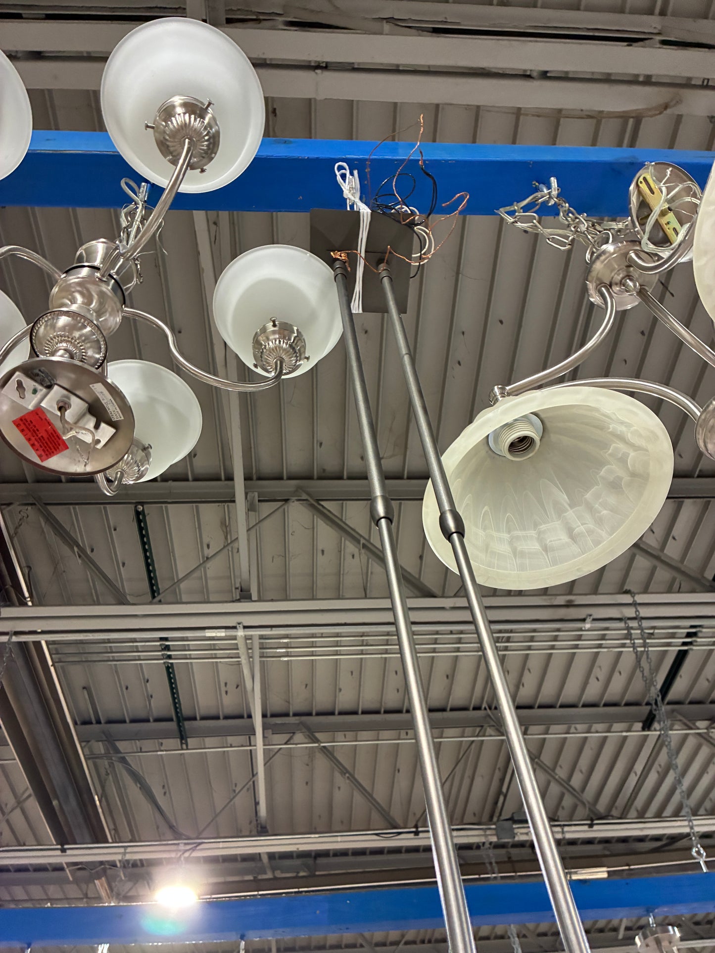 Modern 2 Light Pendant Chandelier with Frosted Glass Shades