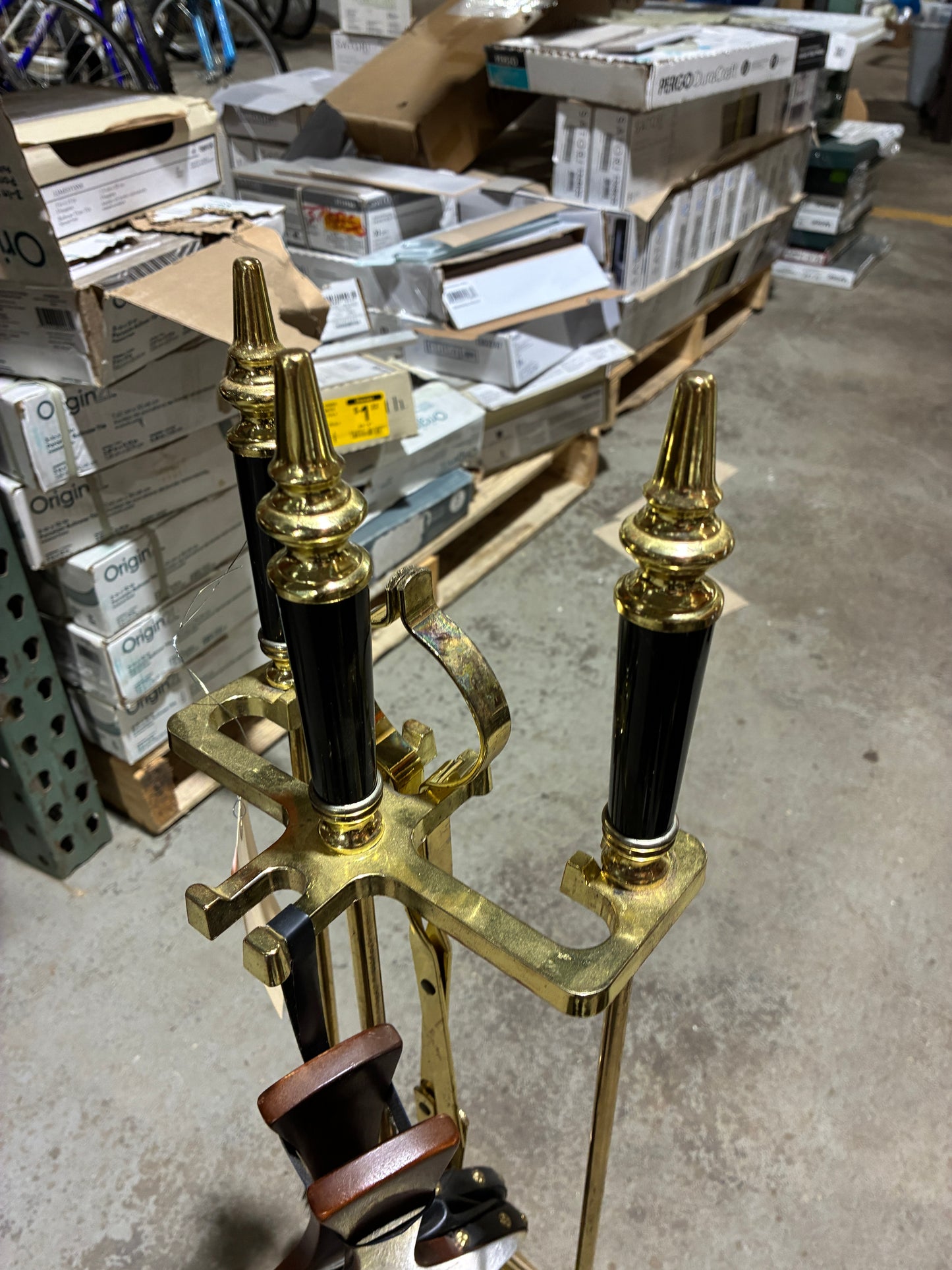 Brass Fireplace Tool Set with Stand