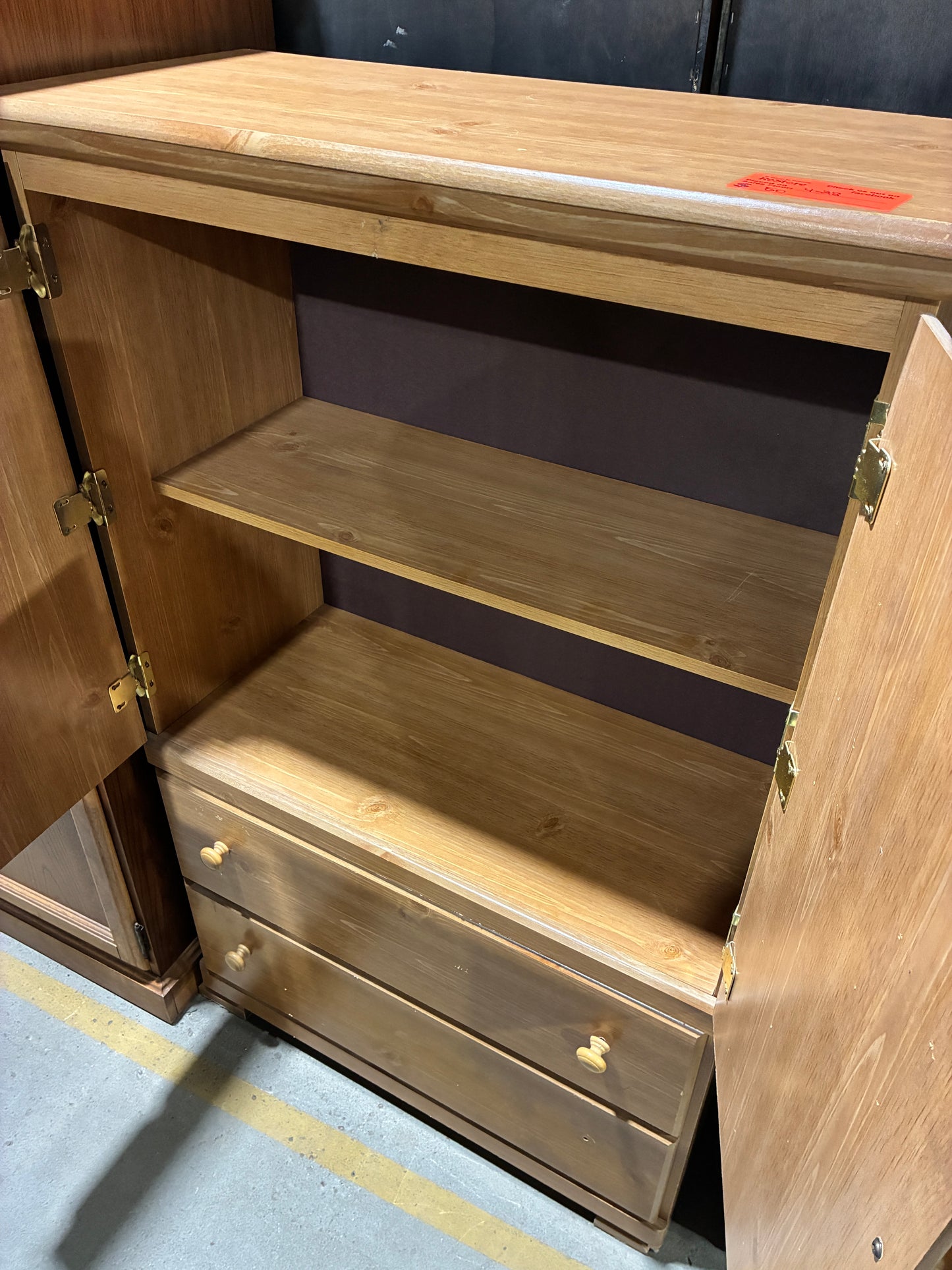 Wood Storage Cabinet with Interior Shelving and Drawers