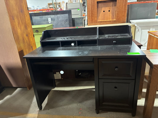 Black Home Office Desk with Organizer Hutch