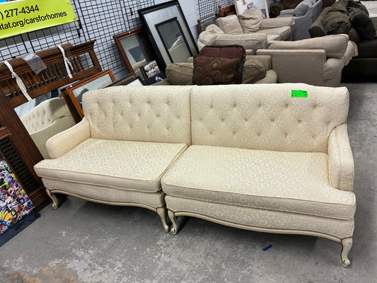 Vintage Cream Tufted Sectional Sofa