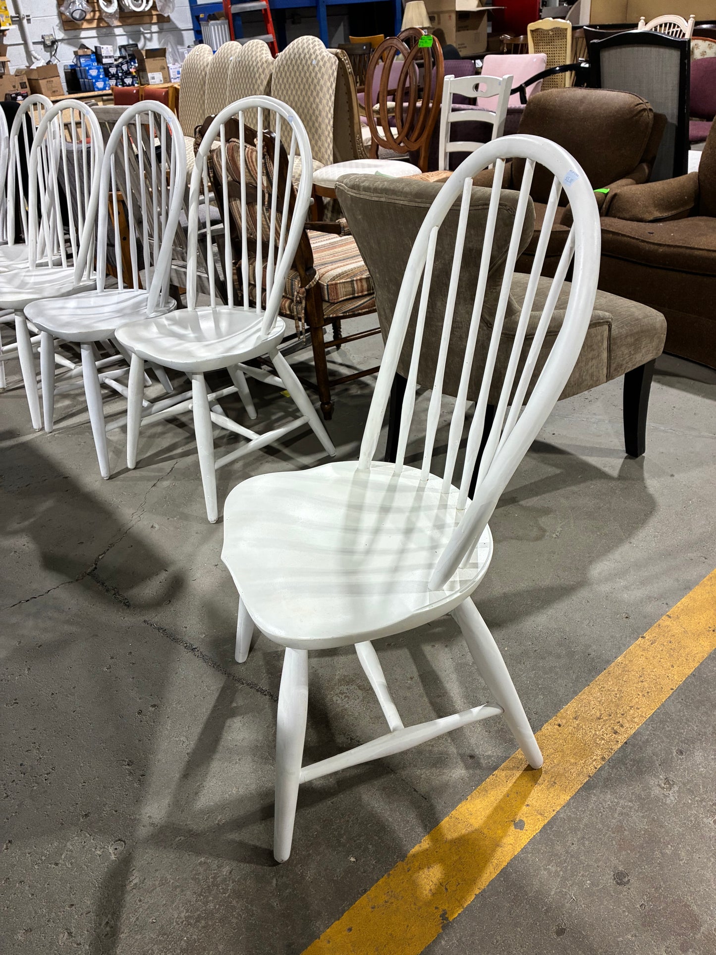 White Windsor-Style Dining Chair