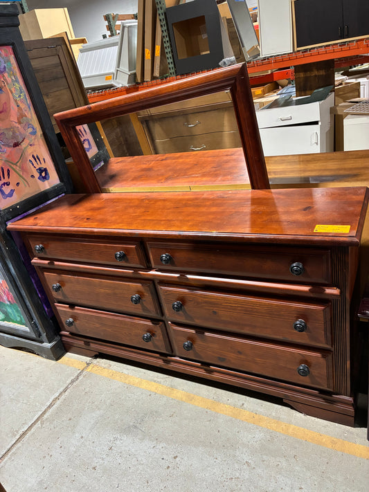 Cherry Finish Dresser with Matching Mirror