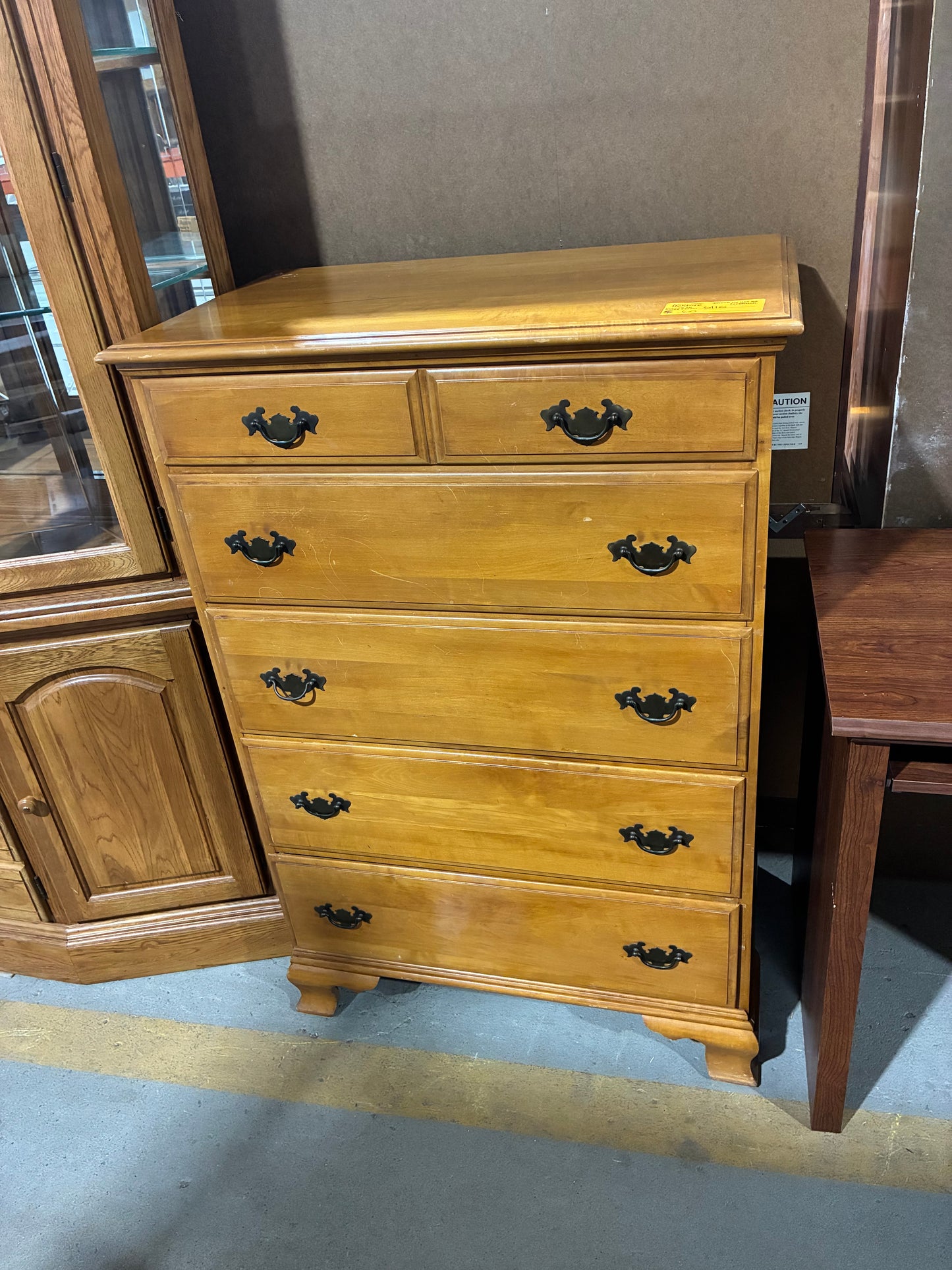 Honey Oak 5-Drawer Chest Dresser