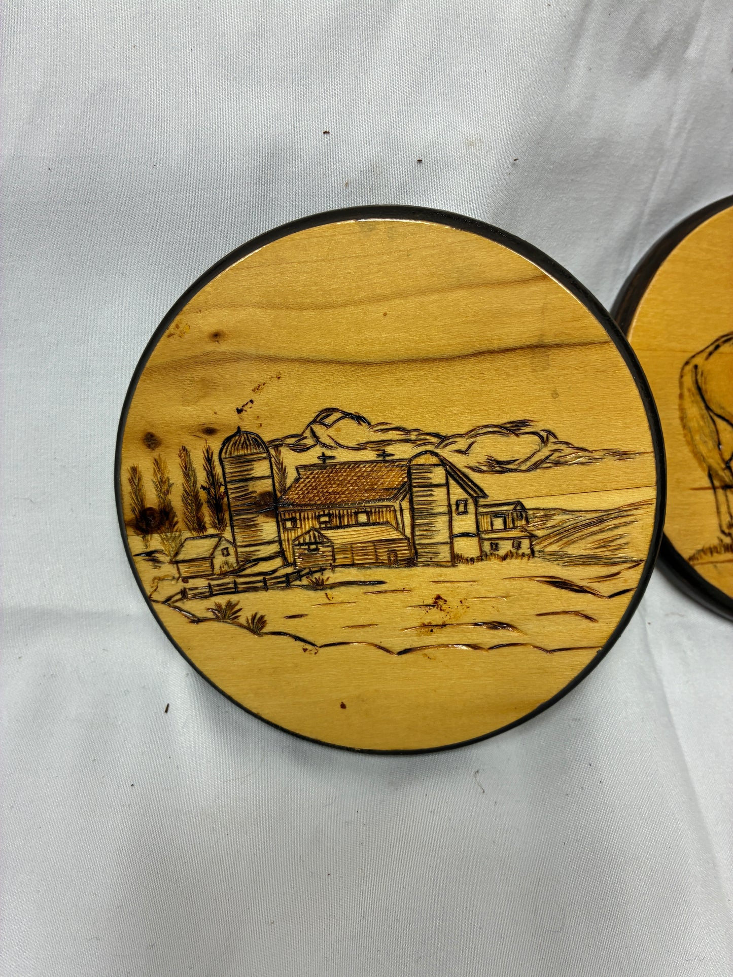 Handcrafted Wood Burned Wooden Coaster Set by E.J. Kuntz