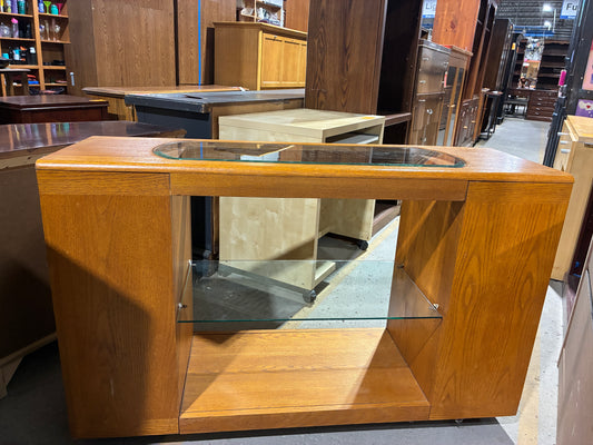 Mid Century Modern Console Cabinet with Glass Top