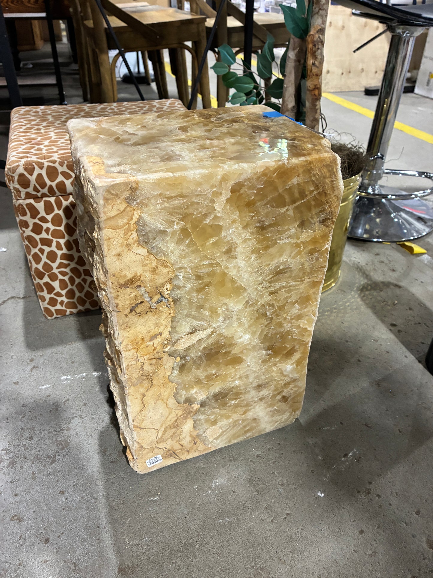 Solid Onyx Stone Pedestal Stool