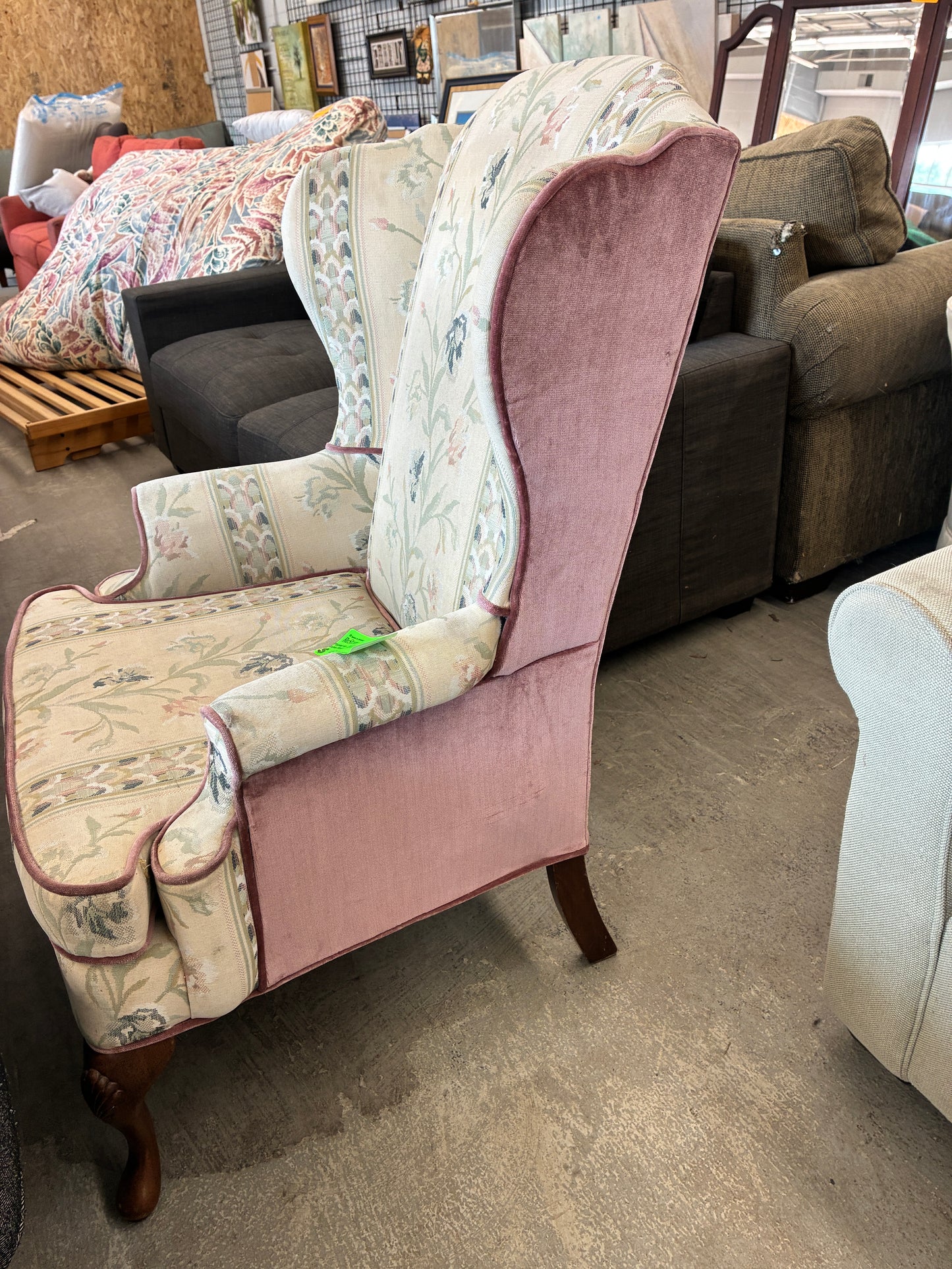 Traditional Floral Wingback Accent Chair