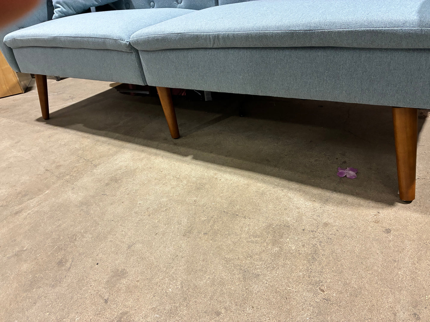 Light Blue Mid-Century Modern Tufted Sofa