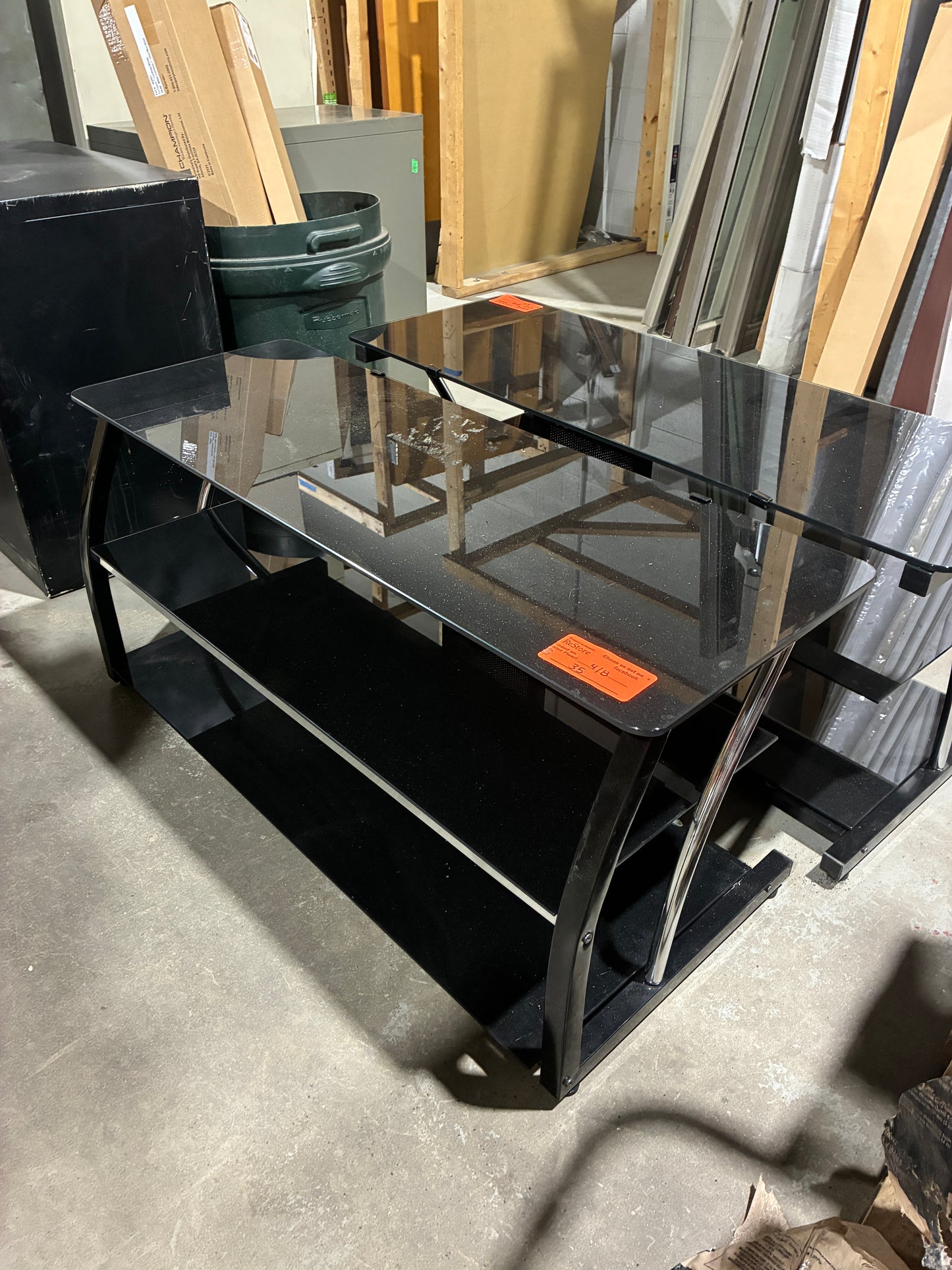Black Glass TV Stand / Media Console