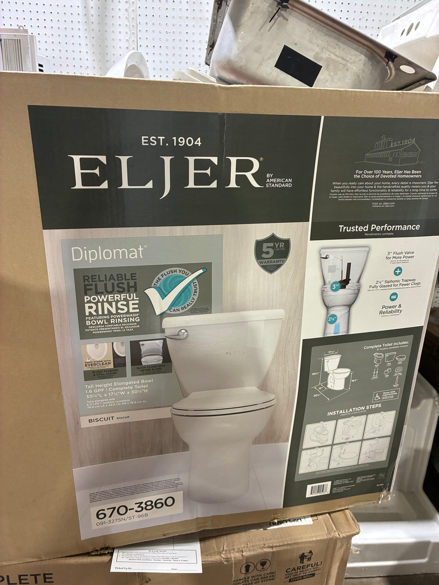 Eljer Diplomat Tall Height Complete Toilet – Biscuit