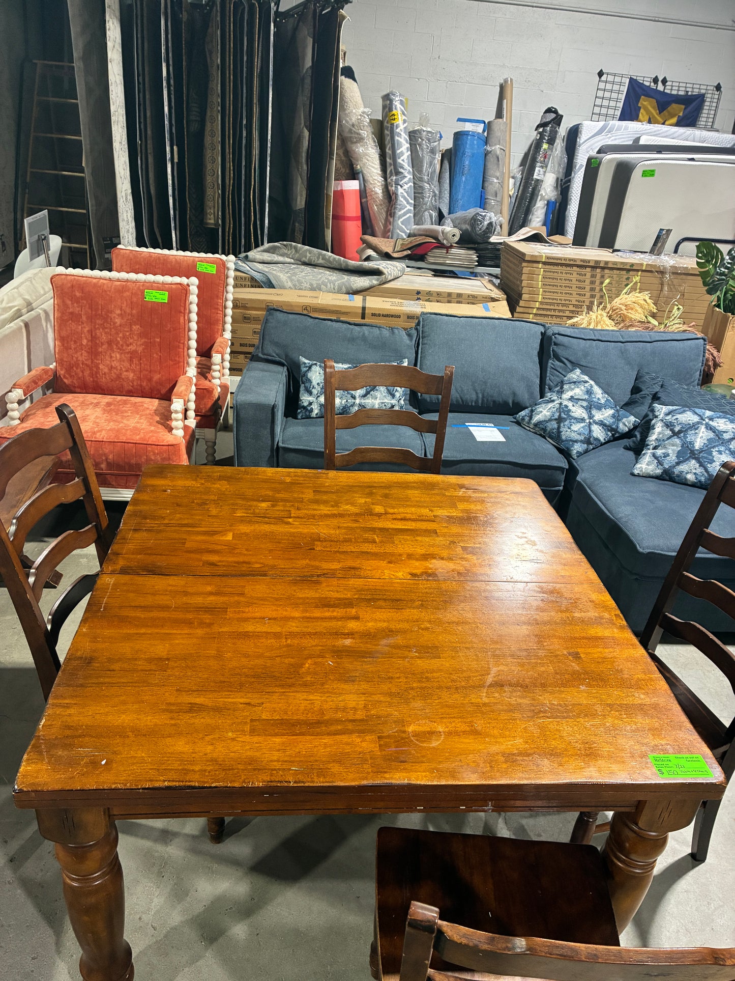 Solid Wood Dining Table with 4 Chairs
