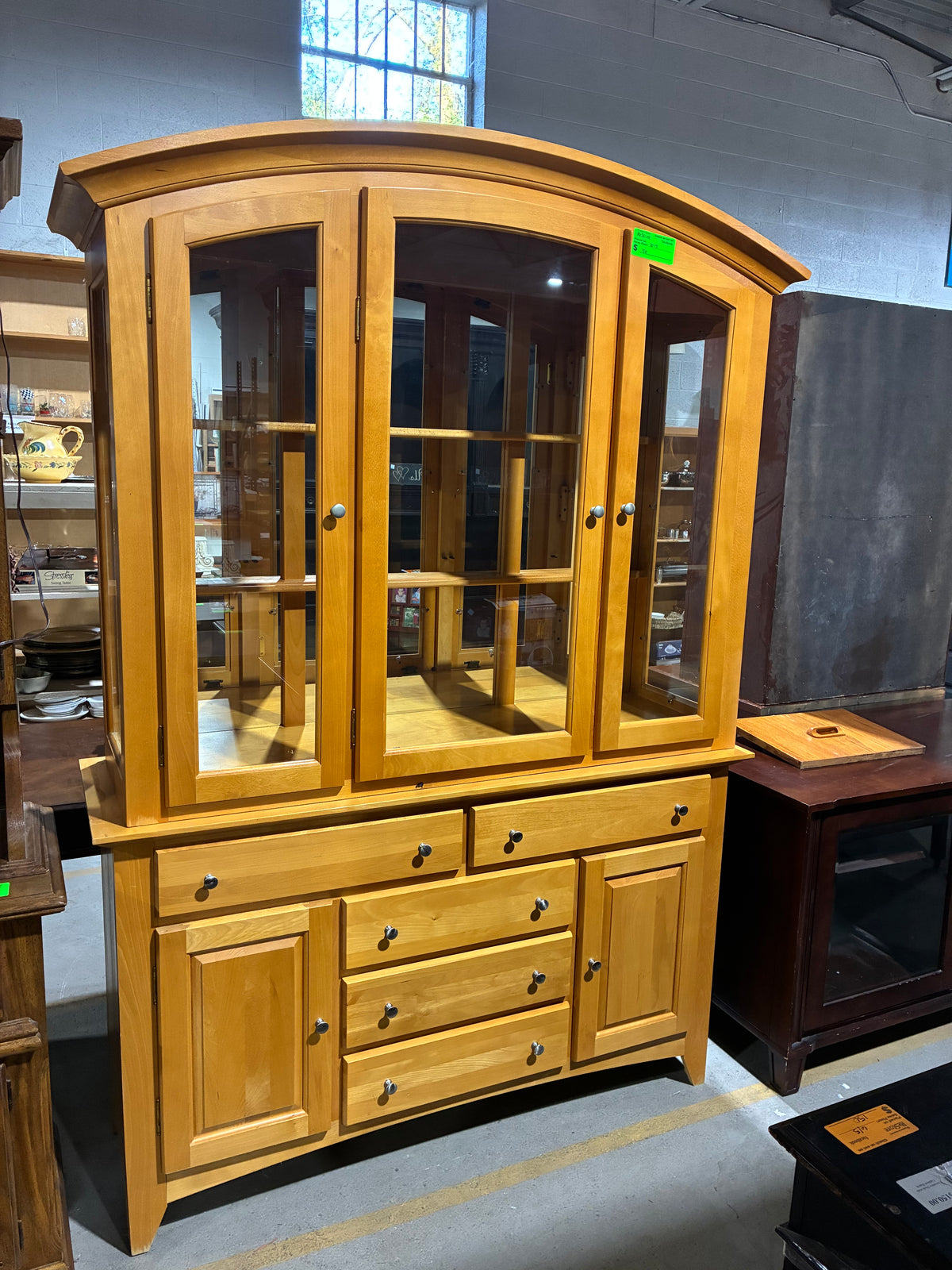 Light Wood China Cabinet & Display Hutch