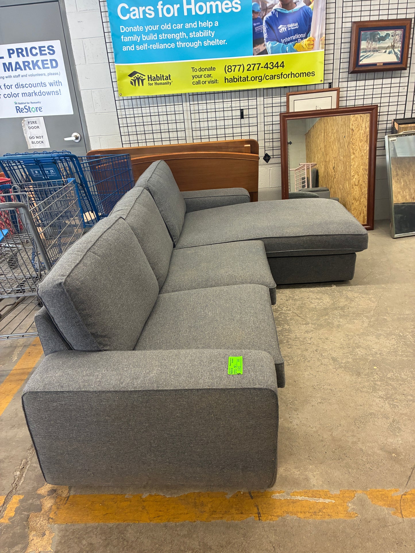 Modern Gray Chaise Sectional Sofa
