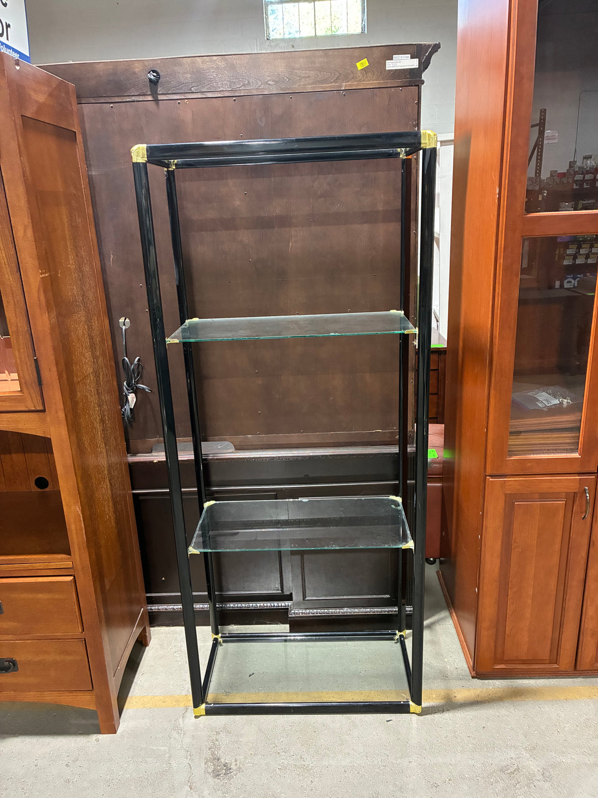 Black and Gold Glass Display Shelf
