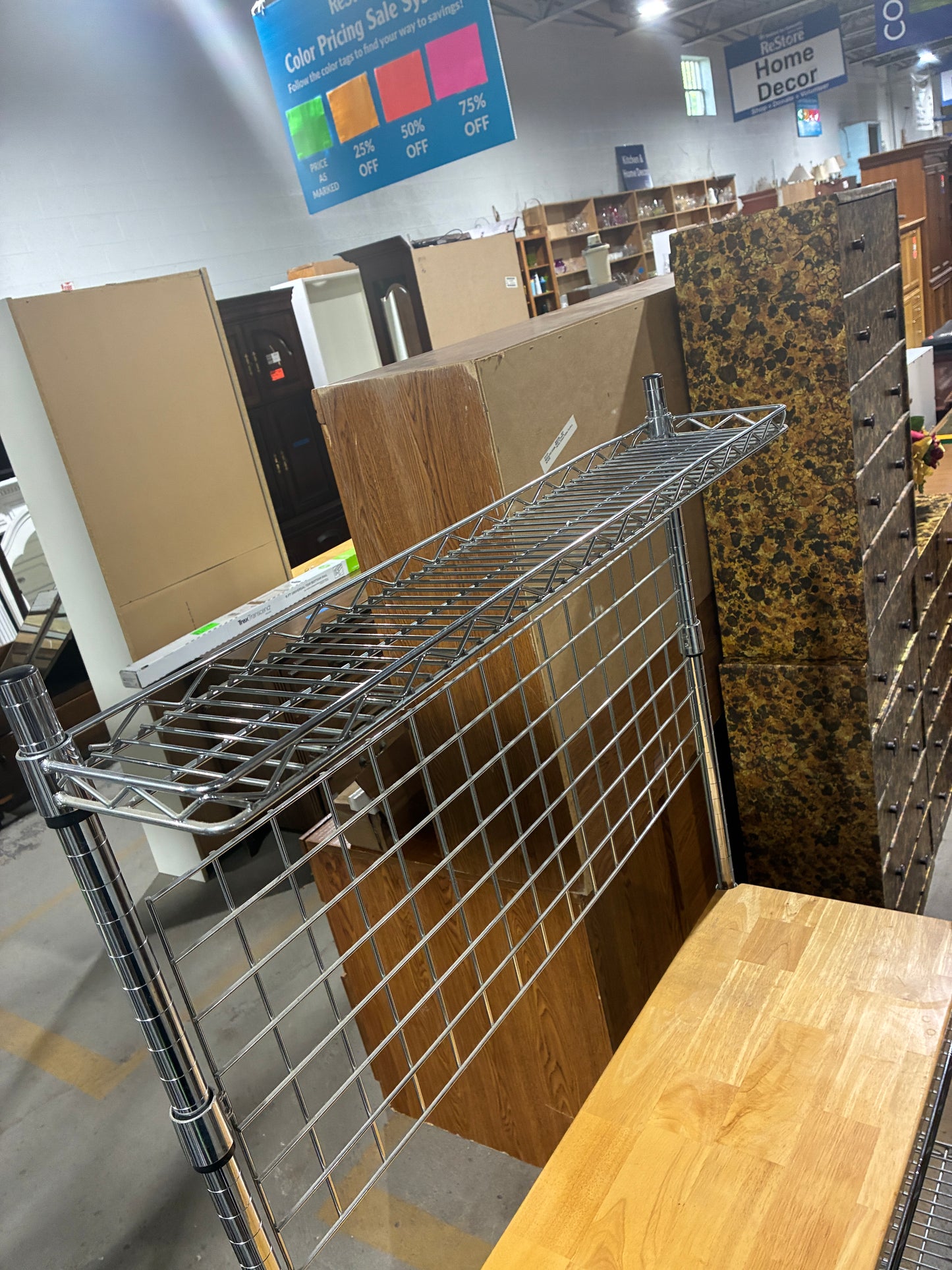 Chrome Baker's Rack with Butcher Block Work Surface
