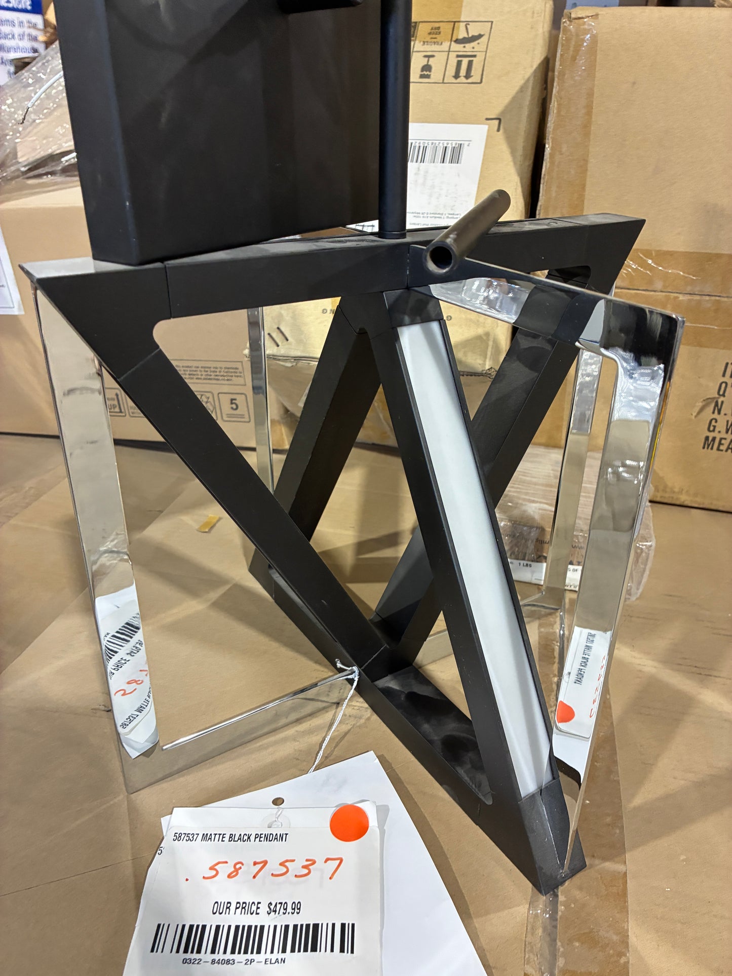 Modern Matte Black Geometric Pendant Light Fixture