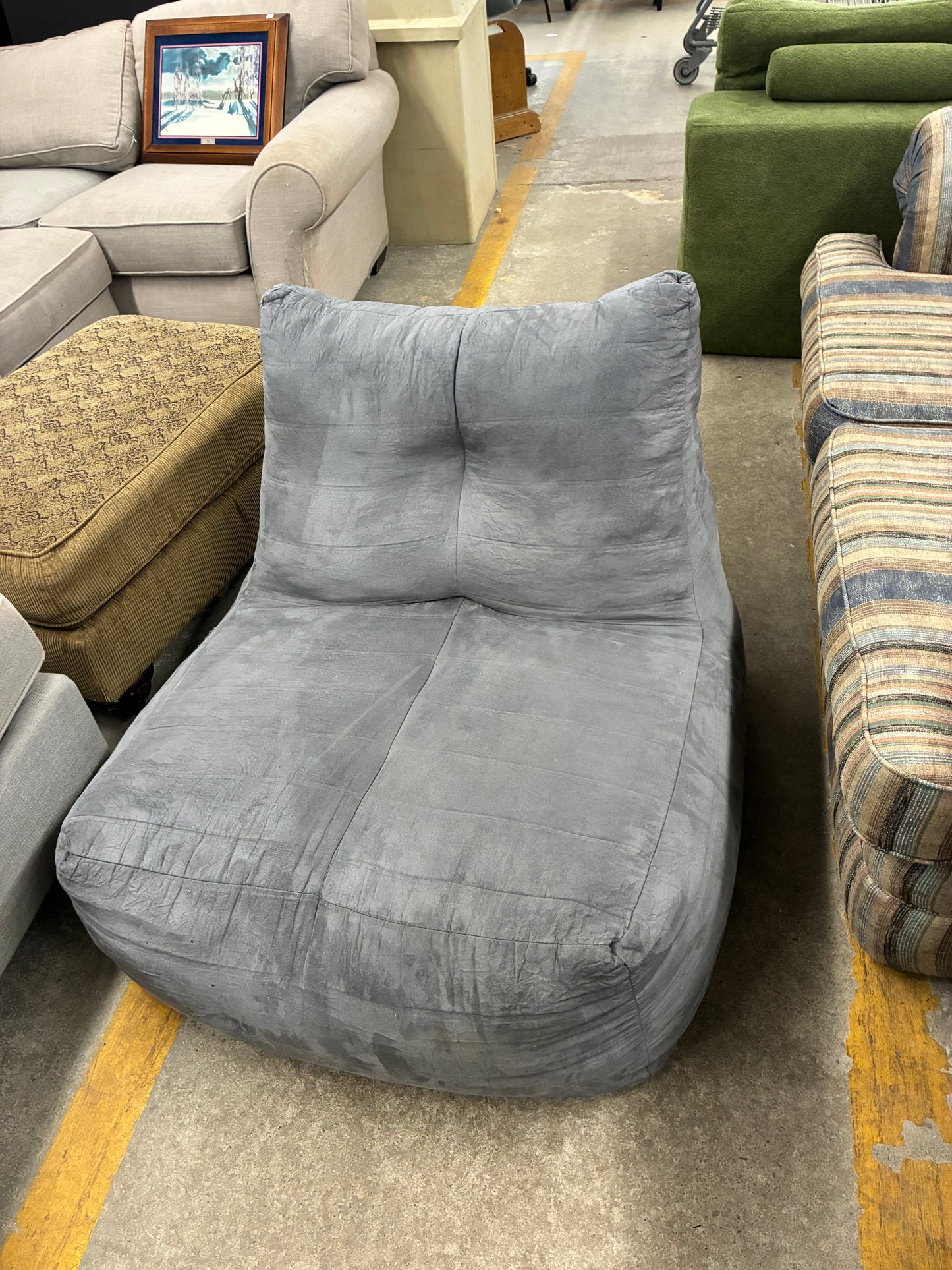 Gray Floor Lounge Bean Bag Chair