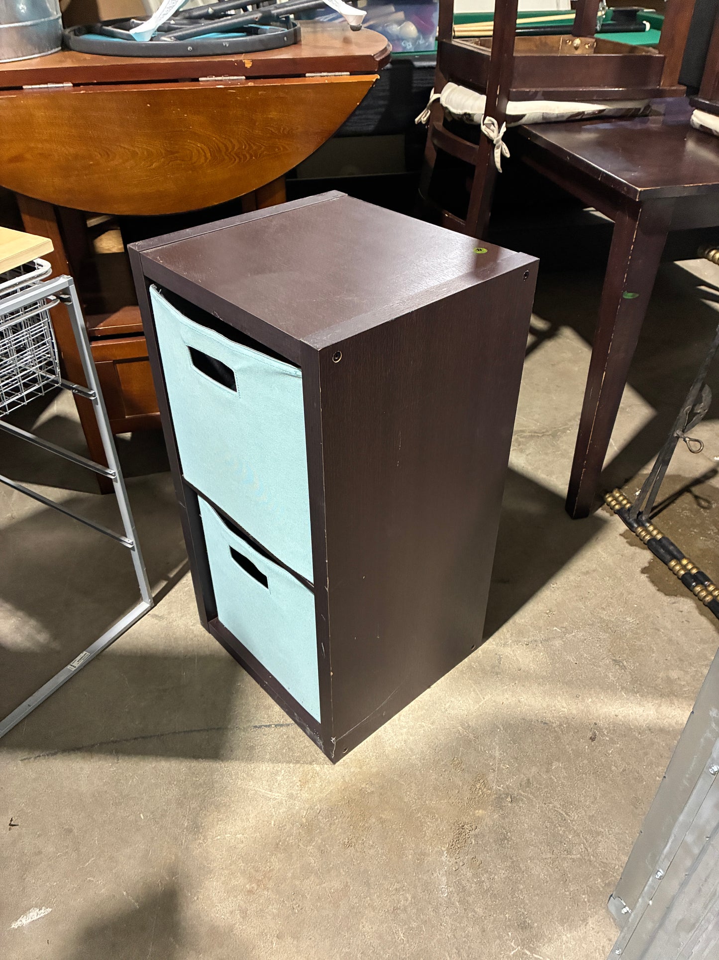 Dark Brown Storage Cube Organizer with Fabric Bins