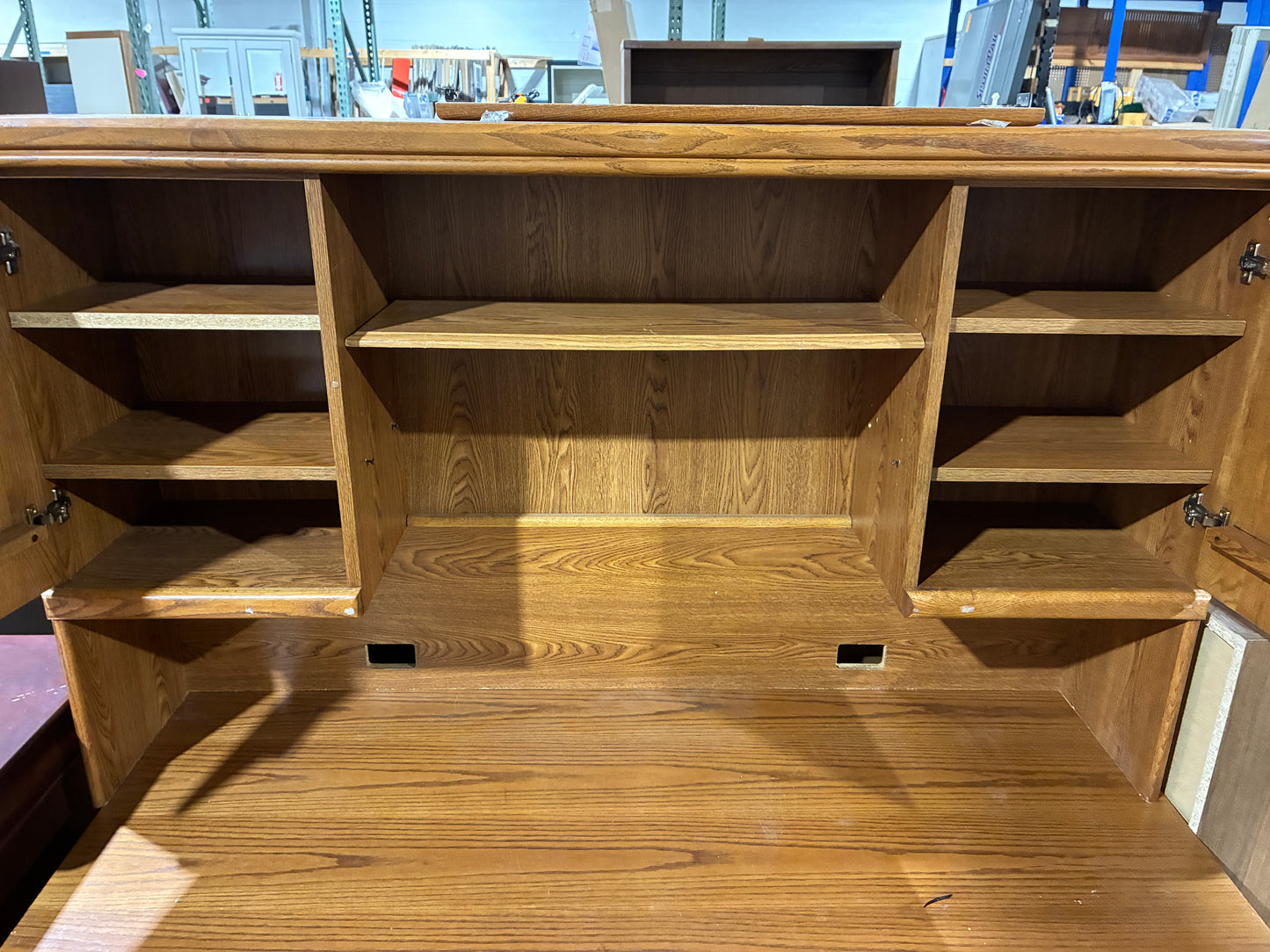 Oak Executive Computer Desk with Hutch