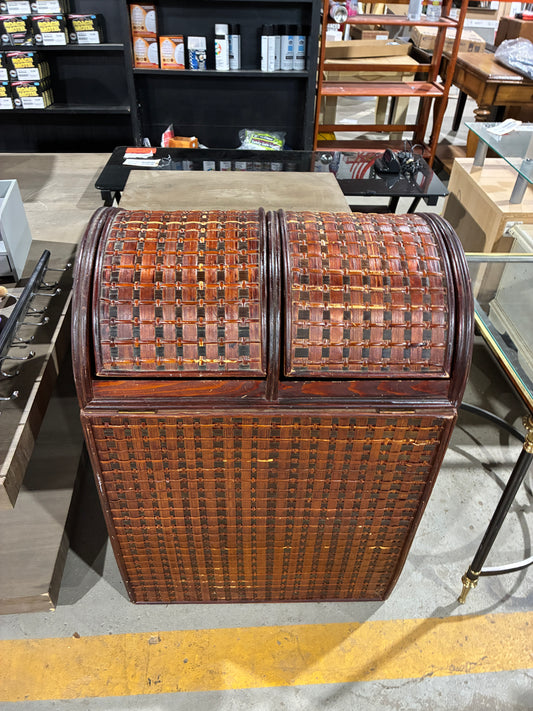 Woven Dual-Sided Laundry Hamper Cabinet