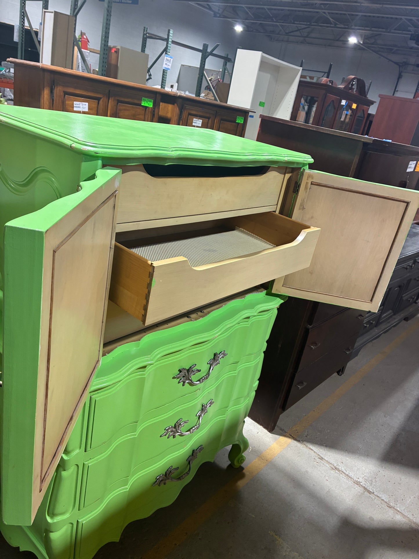 Vintage Lime Green Painted Gentleman's Chest